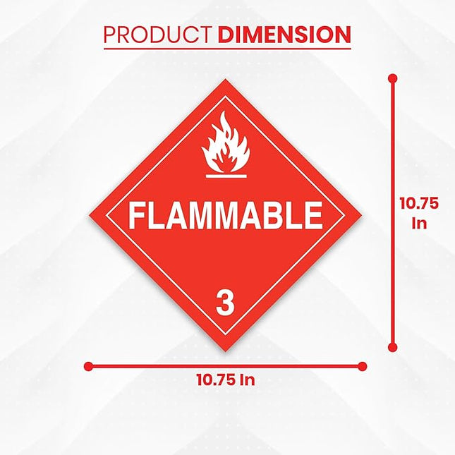 15 x Flammable Stickers and Decals | 10.75 x 10.75 Flammable Sign | Placard Sticker | Inhalation Hazard Placard | Self-adhesive, UV-resistant, Water-proof Hazard Stickers