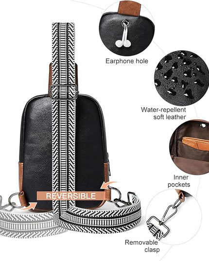 Sling Bag For Women Faux Leather Small Casual Daypack Backpack Fanny Pack Crossbody Chest Bags Purse