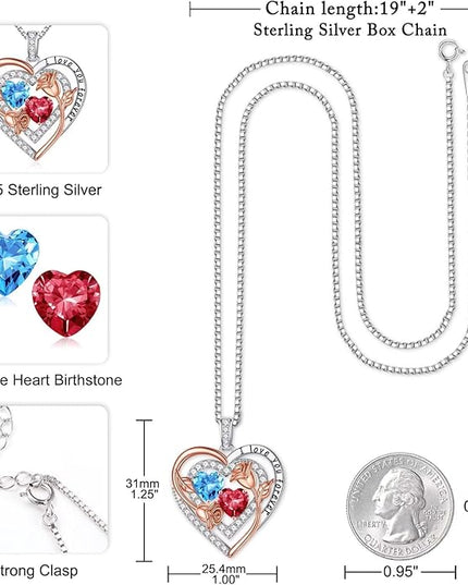 Iefil Christmas Gifts for Women - Sterling Silver Birthstone Necklace Anniversary Birthday Gifts for Her Wife Mom Daughter