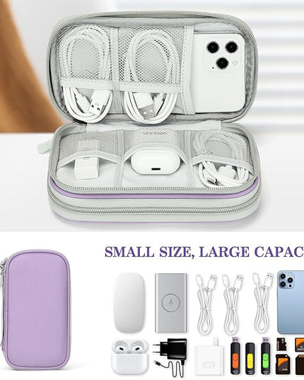 FYY Electronic Organizer, Travel Cable Organizer Bag Pouch Electronic Accessories Carry Case Portable Waterproof Double Layers All-in-One Storage Bag for Cable, Cord, Charger, Phone,-Light Purple