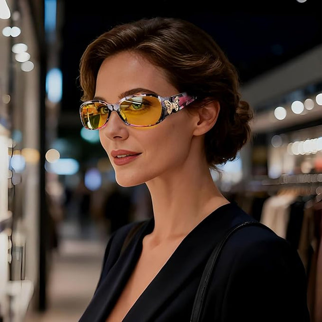 HAOLOTA Women's Polarized Sunglasses - Fashionable Wraparound Butterfly Design with UV400 Protection