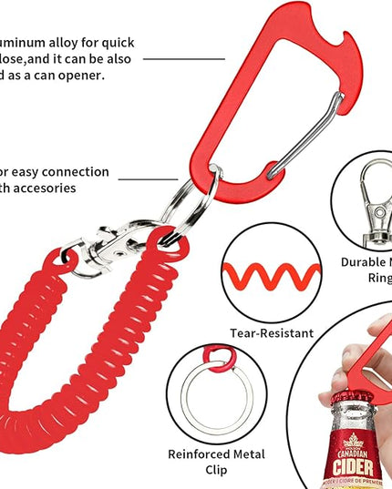 Phone Tether Lanyard Anti Theft Phone Strap with Carabiner Anti-Drop Outdoor Skiing Hiking Cycling Fishing Climbing fit iPhone and Most Cell Phones (Black+Red)