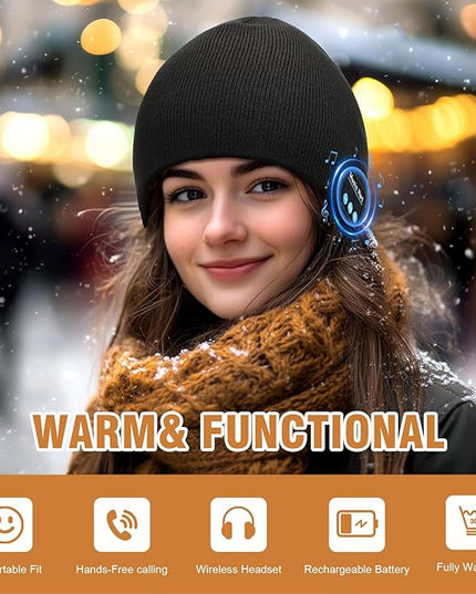 Bluetooth Beanie for Men Women, HD Stereo Sound Beanie with Headphones, Unique Tech Gifts for Men Husband Him Teen