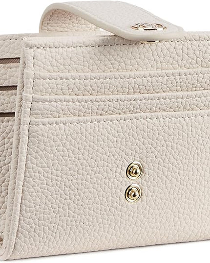 BOSTANTEN Slim Wallet for Women Small RFID Blocking Credit Card Holder Leather Bifold Wallets with Zipper Coin Pocket Beige