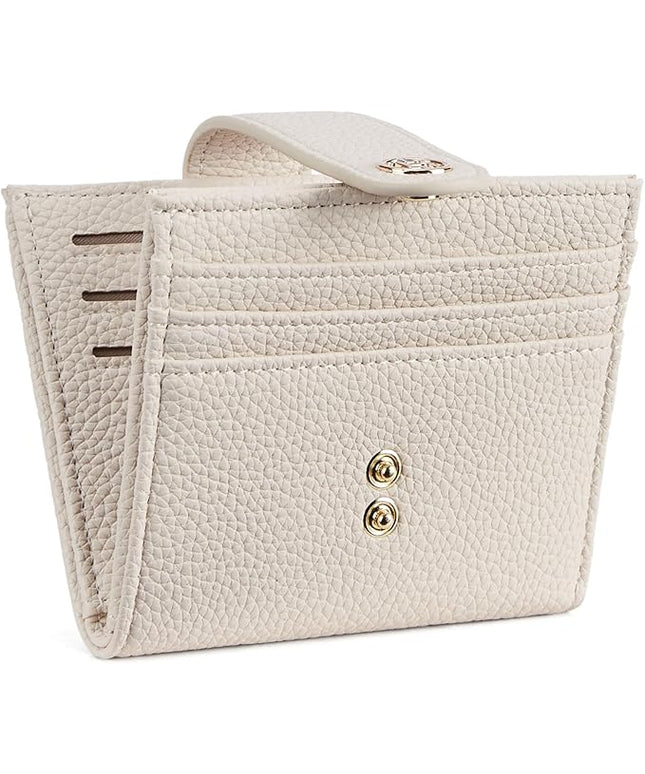 BOSTANTEN Slim Wallet for Women Small RFID Blocking Credit Card Holder Leather Bifold Wallets with Zipper Coin Pocket Beige