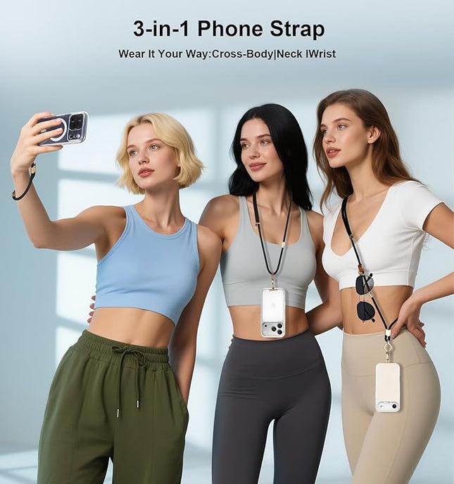 memumi 3-in-1 360° Rotating Adjustable Phone Lanyard Crossbody, Anti-Theft Neck & Wrist Strap for iPhone 17Pro max/All Phones