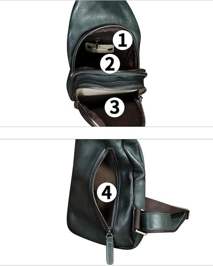 Genuine Leather Silng Bag for Women and Men Real Leather Sling Backpack Chest Purse Shoulder Crossbody Bag