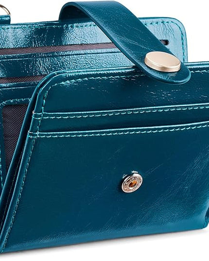POIUGOYA Slim Wallet for Women,RFID Blocking Bifold Credit Card Holder with Zipper Coin Pocket,ID Window,Keychain