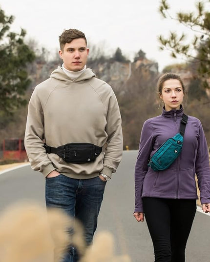 WATERFLY Fanny Pack Waist Bag: Small Hip Pouch Bum Bag Fannie Pack Phanny Fannypack Waistpack Bumbag Beltbag Sport Slim Fashionable for Jogging Hiking Hiker Woman Man