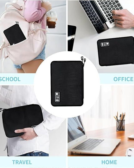 Electronics Travel Organizer,Portable Waterproof Electronic Travel Storage Bag for Small Charging Cord Storage,Charger,SD Card etc,for Travel,Business -Black Green
