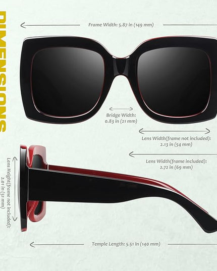 GQUEEN Oversized Square Frame Sunglasses Womens Retro Vintage Trendy Shades,S904