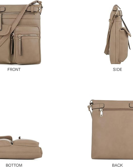 SG SUGU Katie Lightweight Medium Crossbody Bag Shoulder Bag with Multi Pocket for Women