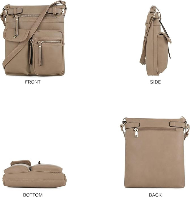SG SUGU Katie Lightweight Medium Crossbody Bag Shoulder Bag with Multi Pocket for Women