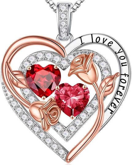 Iefil Christmas Gifts for Women - Sterling Silver Birthstone Necklace Anniversary Birthday Gifts for Her Wife Mom Daughter