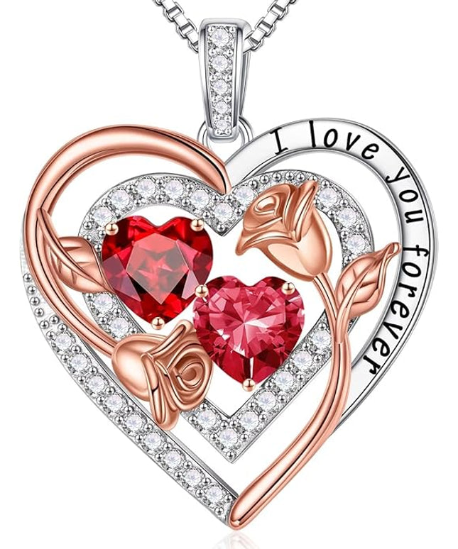 Iefil Christmas Gifts for Women - Sterling Silver Birthstone Necklace Anniversary Birthday Gifts for Her Wife Mom Daughter