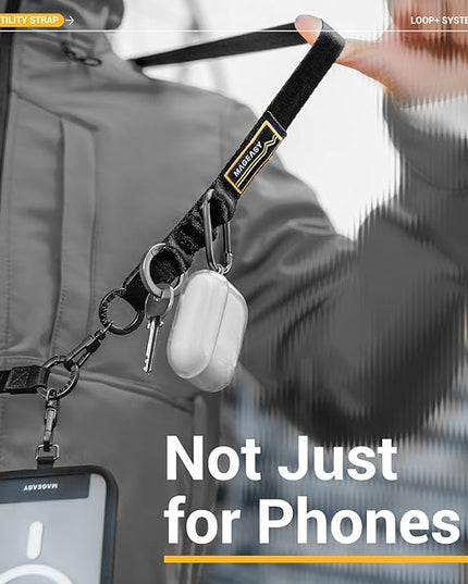 MAGEASY 2-IN-1 Cell Phone Lanyard Crossbody + Wrist Strap Detachable, Built-in Phone Tether Tab & Keychain Compatible with iPhone Most Smartphones | Click and Go Strap for Daily Travel (Starlight)