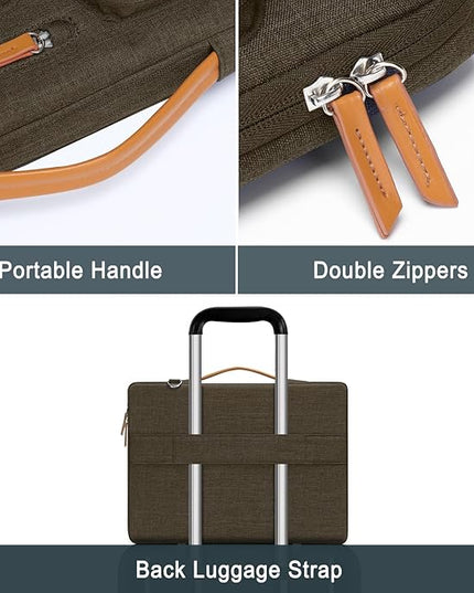 MOSISO 360 Protective Laptop Shoulder Bag,15-15.6 inch Computer Bags Compatible with MacBook Pro 16 inch, HP, Dell, Lenovo, Asus Notebook,Side Open Messenger Bag with 4 Zipper Pockets, Carob Brown