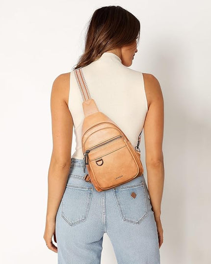 7L Sling Bag for Women Men Vegan Leather Crossbody Bags Fanny Pack Purse Backpack Over Shoulder Bag Travel Anti Theft