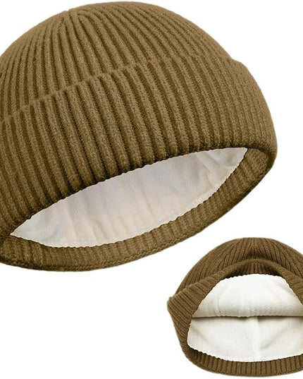 ROYBENS Swag Wool Knit Cuff Short Fisherman Beanie for Men Women, Winter Warm Hats