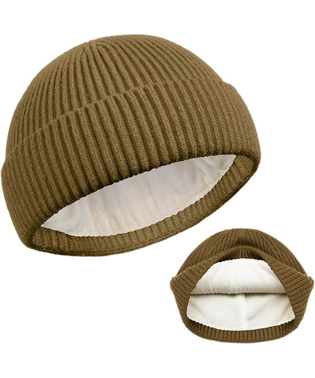 ROYBENS Swag Wool Knit Cuff Short Fisherman Beanie for Men Women, Winter Warm Hats