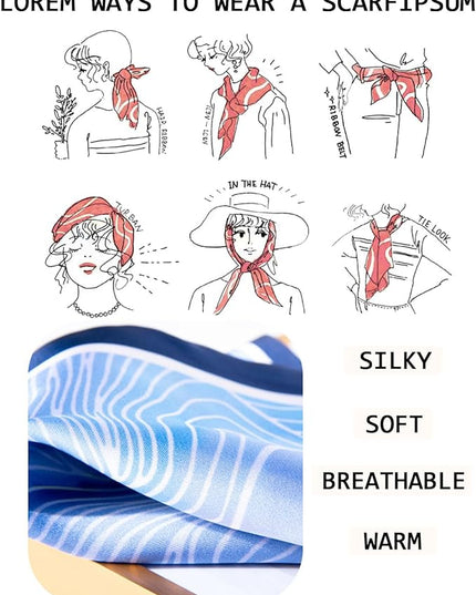 Head Scarf Purse Handle Neck Satin Hair Scarfs For Bag Lightweight Silky Long Thin Women's Fashion Scarves 59 * 5.9”
