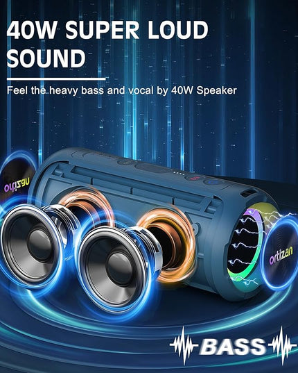 Ortizan Bluetooth Speaker, IPX7 Waterproof, Portable Speakers with HD Sound, Deep Bass, RGB Lights (Notice: X8 Pro Navy and X8 Pro Blue Cannot be paired via TWS Due to Different Bluetooth Versions)