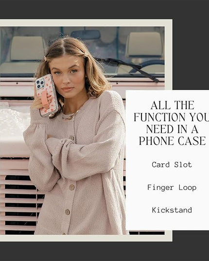 Walli Cases for iPhone 17 Case Aesthetic Wallet Phone Case Card Holder, Securely Holds up to 2 Cards - Cute, Trendy Phone Cover for Women, fits iPhone 17, with Kickstand & Finger Strap