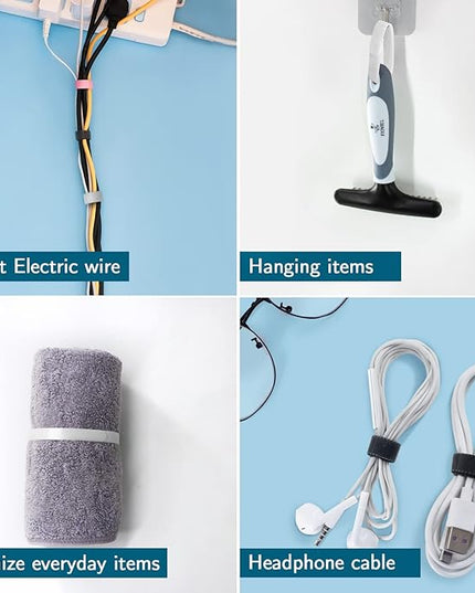 50PCS Reusable Cable Ties,Adjustable Cable Management,Cord Organizer,Cable Organizer,Multi-Purpose Wire Ties (25 Pcs Black and 25 Pcs White Cable Ties)