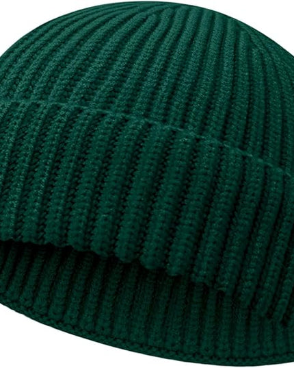 Wool Fisherman Beanies for Men Women Short Cuff Knit Beanie Winter Warm Hats Trawler Hat Stylish Watch Cap
