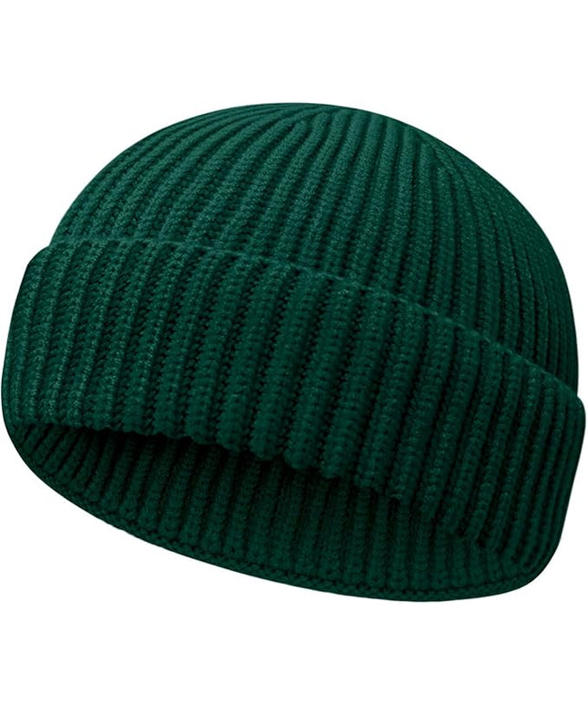 Wool Fisherman Beanies for Men Women Short Cuff Knit Beanie Winter Warm Hats Trawler Hat Stylish Watch Cap