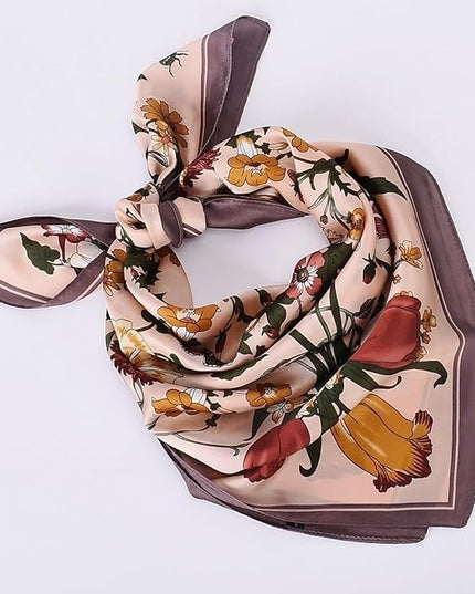 MINIDORA Satin Scarves for Women 27.5 × 27.5 inches Medium Square Elegant Silk Feeling Head Scarf
