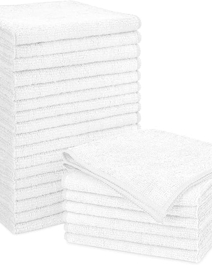 Orighty White Microfiber Cleaning Cloth, Microfiber Towels for Cars, Highly Absorbent Car Cleaning Supplies, Lint Free Cloths Clean Rags for Car Care, House, Kitchen, 12x11 inch, Pack of 24