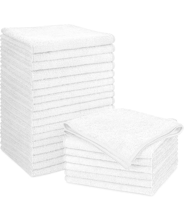 Orighty White Microfiber Cleaning Cloth, Microfiber Towels for Cars, Highly Absorbent Car Cleaning Supplies, Lint Free Cloths Clean Rags for Car Care, House, Kitchen, 12x11 inch, Pack of 24