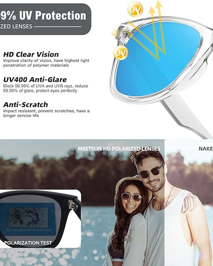 MEETSUN Polarized Sunglasses for Women Men Classic Retro Square Frame Driving Sun Glasses UV Protection