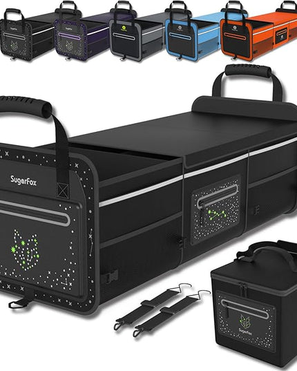 95L Large-Capacity Car Trunk Organizer Includes 26L Ice Pack, Fluorescent Constellation Design, Waterproof & Foldable with Adjustable Straps | For SUVs & Cars (Black-M004)