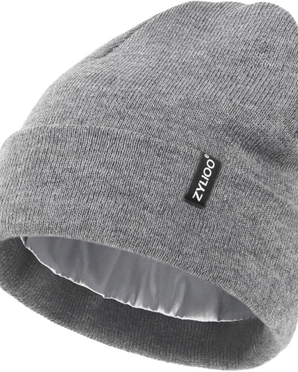 Zylioo Plus Size Fleece Lined Beanie Hat,2XL/XL/L/M/S Thermal Knitted Hat,Winter Warm Lined Snow Hats for Women Men