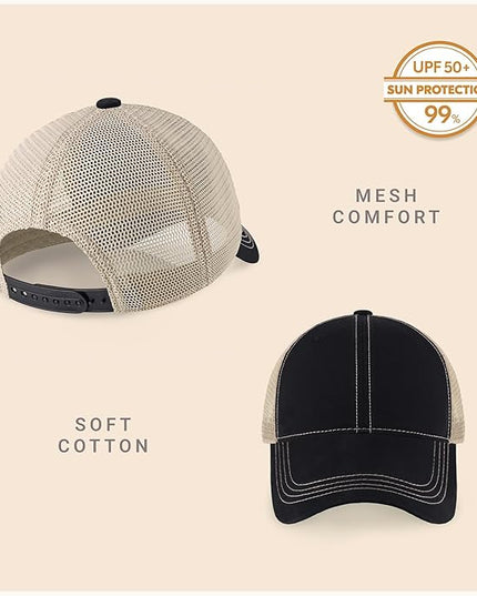 CHOK.LIDS Everyday Premium Washed Trucker Hat Unstructured Distressed Pigment Dyed Cap Adjustable Outdoor Headwear