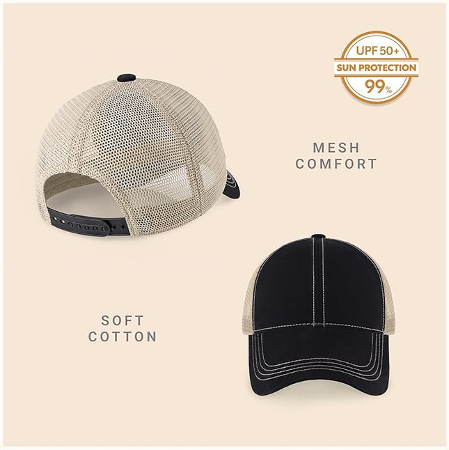 CHOK.LIDS Everyday Premium Washed Trucker Hat Unstructured Distressed Pigment Dyed Cap Adjustable Outdoor Headwear