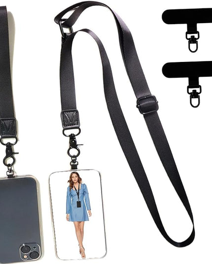 Adjustable Lanyard for Phone, Camera, Name Tags, ID card, Keychain and Wristlet Straps with 2 phone pads(Black)