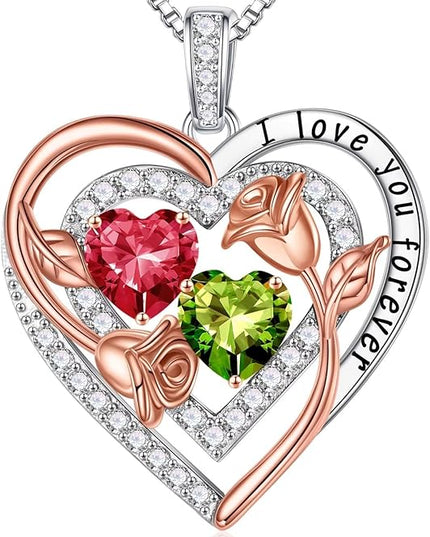 Iefil Christmas Gifts for Women - Sterling Silver Birthstone Necklace Anniversary Birthday Gifts for Her Wife Mom Daughter