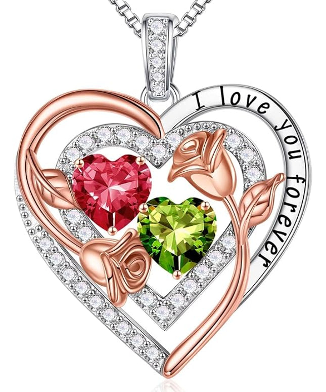 Iefil Christmas Gifts for Women - Sterling Silver Birthstone Necklace Anniversary Birthday Gifts for Her Wife Mom Daughter