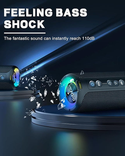 Ortizan Bluetooth Speakers, Portable Wireless Stereo Speaker - IPX7 Waterproof, 30W RMS(40W Peak) Loud Sound, Deep Bass, LED Light, Bluetooth 5.3, for Home/Shower/Outdoor/Beach, Gifts for Adult, Navy