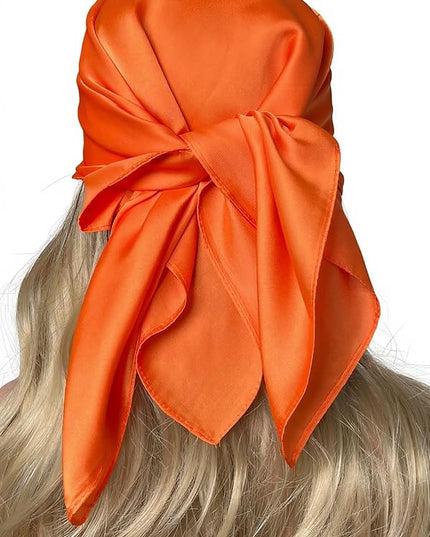 CHUNG Women's Square Satin Scarf 27.5" Bandanas Solid 50s Retro Neck Scarves Emulation Silk Handbag Hair Ribbons Necktie