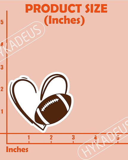 (3Pcs) Football Stickers Football Heart Vinyl Decals Waterproof Sticker for Water Bottle, Tumbler, Laptop, Phone Case, Poster Board, Scrapbook, Team Players, Coach, 3" x 2.8"