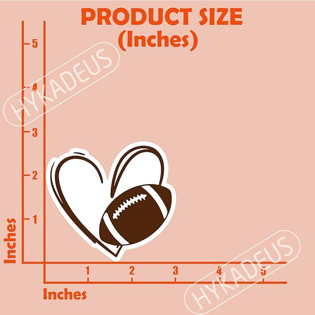 (3Pcs) Football Stickers Football Heart Vinyl Decals Waterproof Sticker for Water Bottle, Tumbler, Laptop, Phone Case, Poster Board, Scrapbook, Team Players, Coach, 3" x 2.8"
