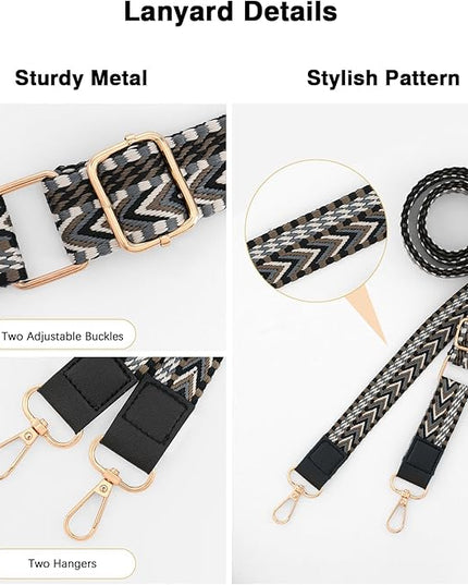 MoKo Universal Phone Lanyard, Braided Adjustable Cell Phone Crossbody Strap Detachable Women & Men Cellphone Lanyards Around The Neck with Patches for iPhone, Most Smartphones, Black & Gray
