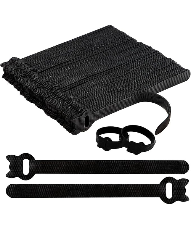 100PCS Reusable Cable Ties, 8 Inches Adjustable Cord Straps, Wire Organizer, Cord Wrap Hook Loop Cable Management, Multi Purpose Cable Management Ties for Home, Office & Data Centers Black