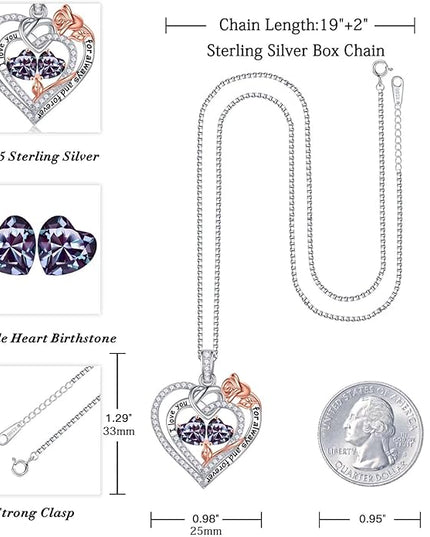 Iefil Christmas Gifts for Wife Women - 925 Sterling Silver Double Birthstone Necklace, Anniversary Birthday Gifts for Women, Jewelry Gift for Wife Girlfriend Mom Her