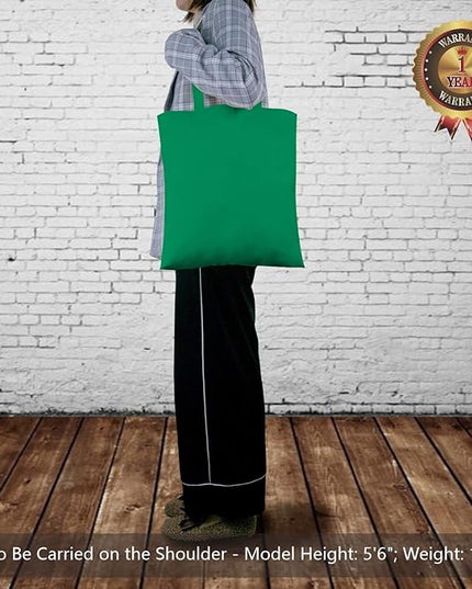 TOPDesign 12-Pack Economical 16"x15" Kelly Green Cotton Tote Bag, Lightweight Medium Reusable Grocery Shopping Cloth Bags, Suitable for DIY, Advertising, Promotion, Gift, Activity
