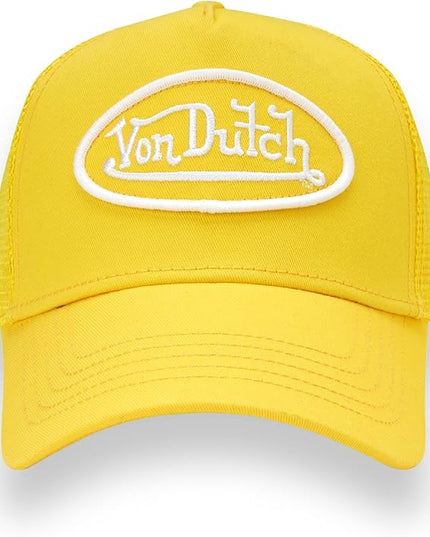 Von Dutch Unisex Trucker Hat - Curved Bill Mesh Back Retro Classic Adjustable Snapback Baseball Cap for Men and Women